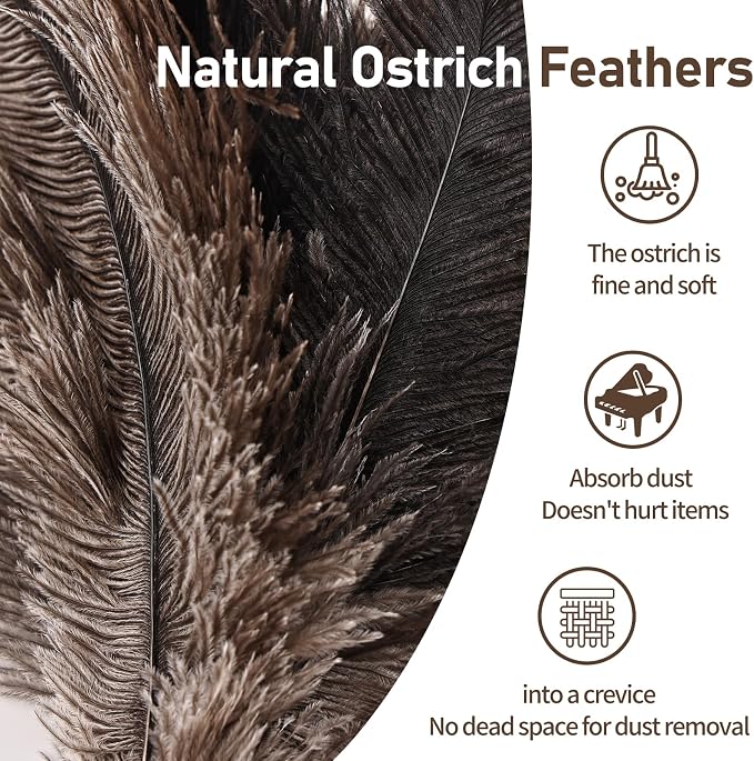 Ostrich Feather Duster 16.5-47Inch Reusable Fluffy Natural Detachable Ostrich - Image 3