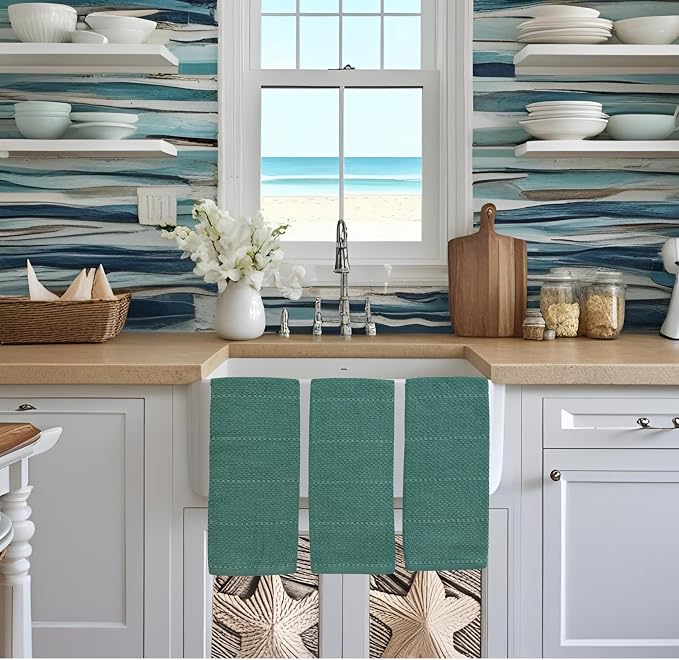 Serafina Home Dark Emerald Green Kitchen Hand Dish Towels: Oversized 28" x 18" - Image 8