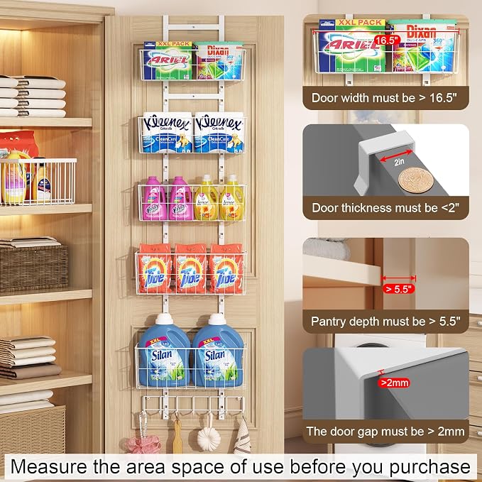Adjustable Over The Door Organizer, Metal Hanging Door Organizer - Image 5