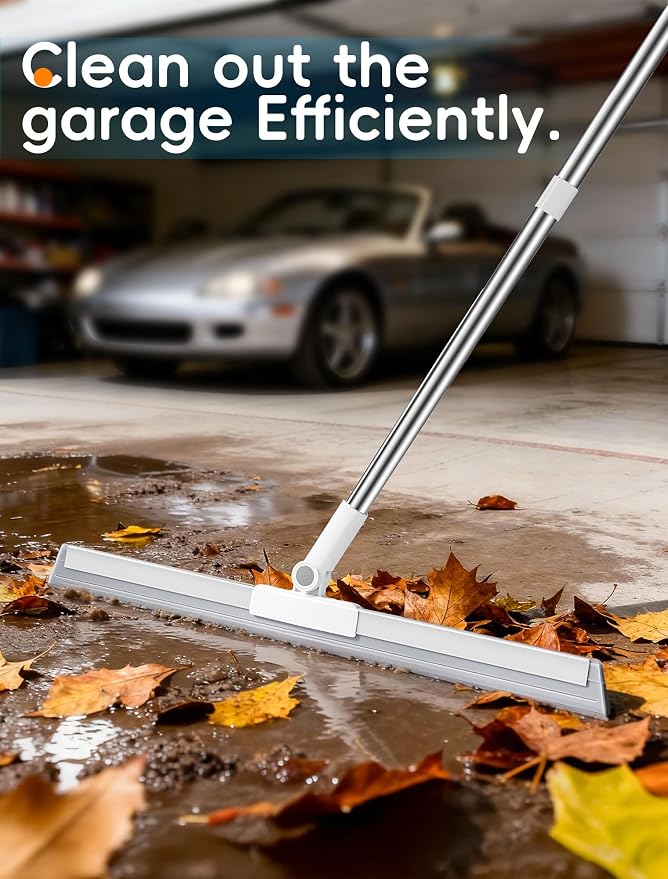 Floor Squeegee Broom with Long Handle, Heavy Duty Rubber Squeegee Kit with 2 - Image 3