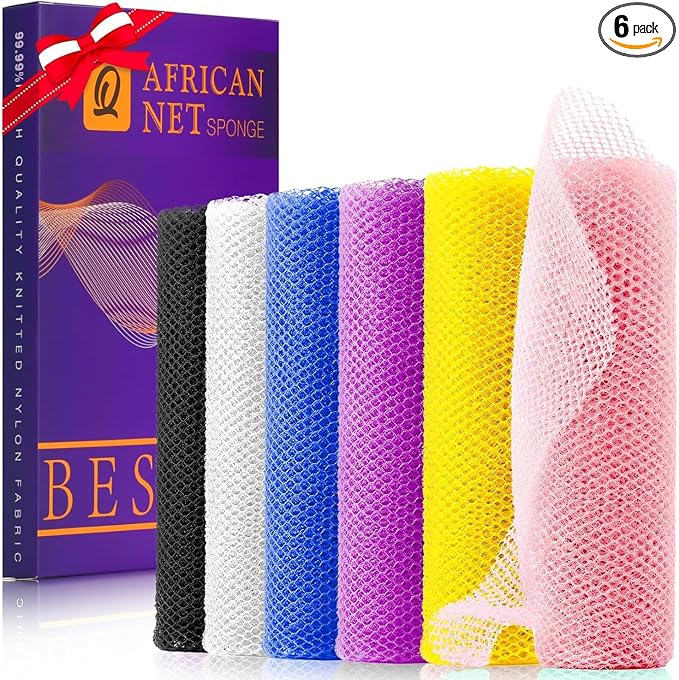 UJFQBH 6 Pieces African Bath Sponge African Net Long Net Bath Sponge by BuyNow