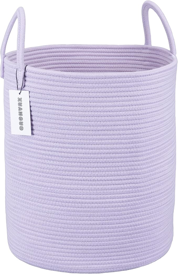 Rope Laundry Basket Hamper for Clothes Woven Storage Basket for Living Room by XUANGUO