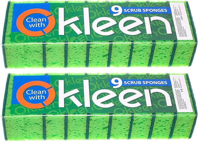 Green Multi Use Scrub Sponge. Made in Europe. 18 Pk, 4.3x2.8x1.4 inches. - Image 2