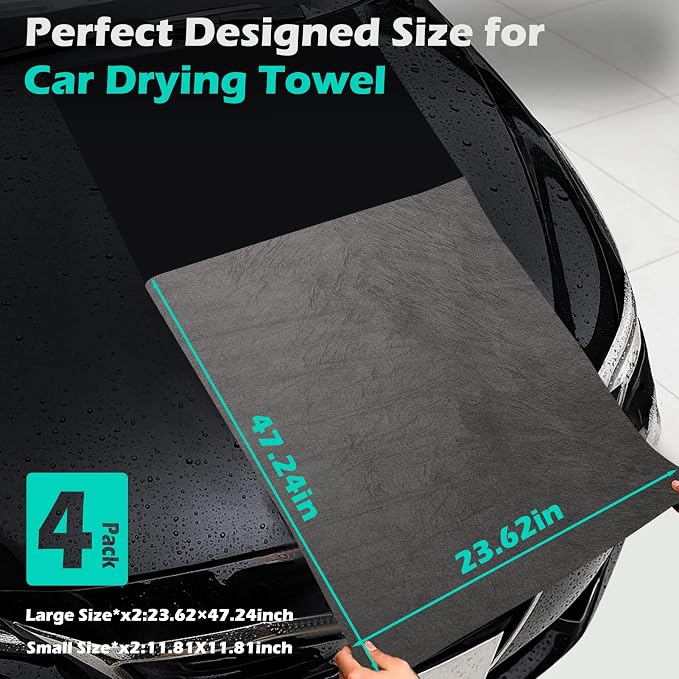 XANGNIER 4 Pack Car Drying Towel, Extra Large Microfiber Towels - Image 5
