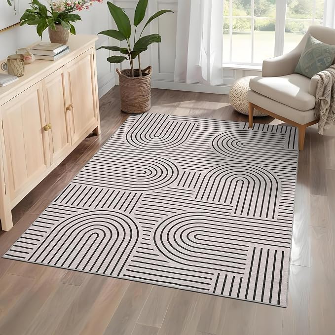 Washable Rug 3x5 Area Rugs for Living Room, Abstract Rug for Bedroom, Soft by ROYHOME