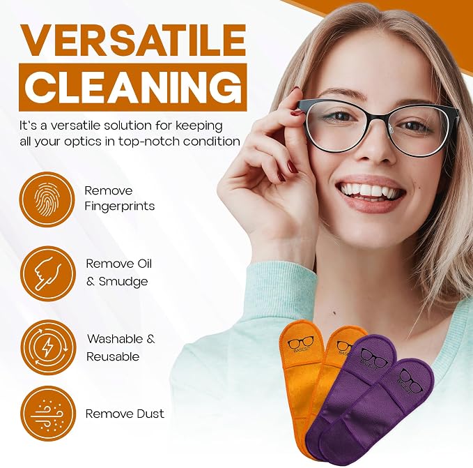 Eyeglass Cleaner Cloth 4 Pack, Eye Glasses Cleaner Wipes, Lens Cleaner - Image 6