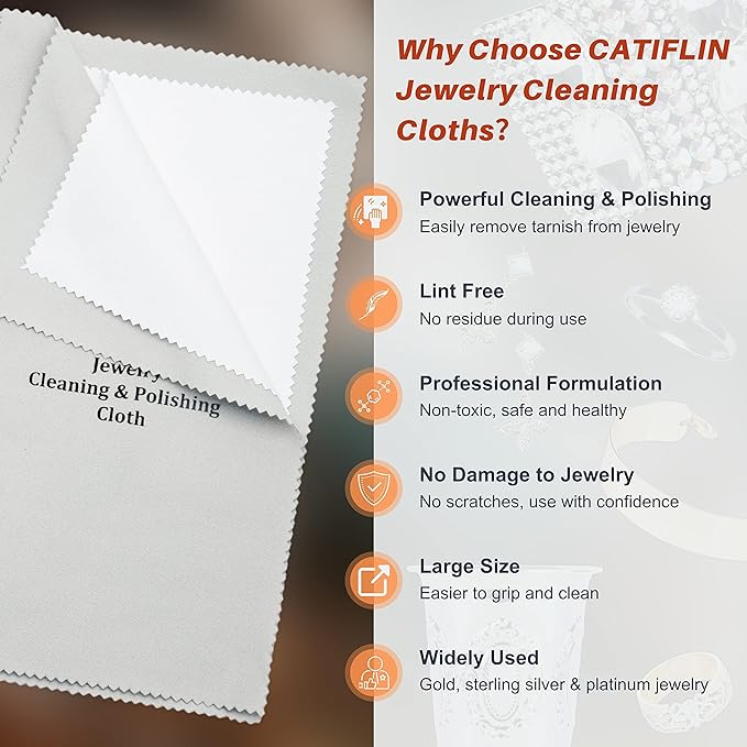 CATIFLIN 2pcs Multi-Layer Jewelry Cleaning Cloth, Large Silver Polishing Cloth - Image 2