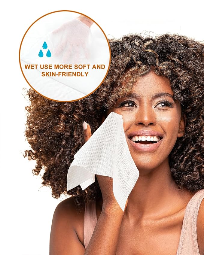 Disposable Face Towel, Biodegradable Facial Towels 9.8"×9.8", Makeup Remover - Image 4