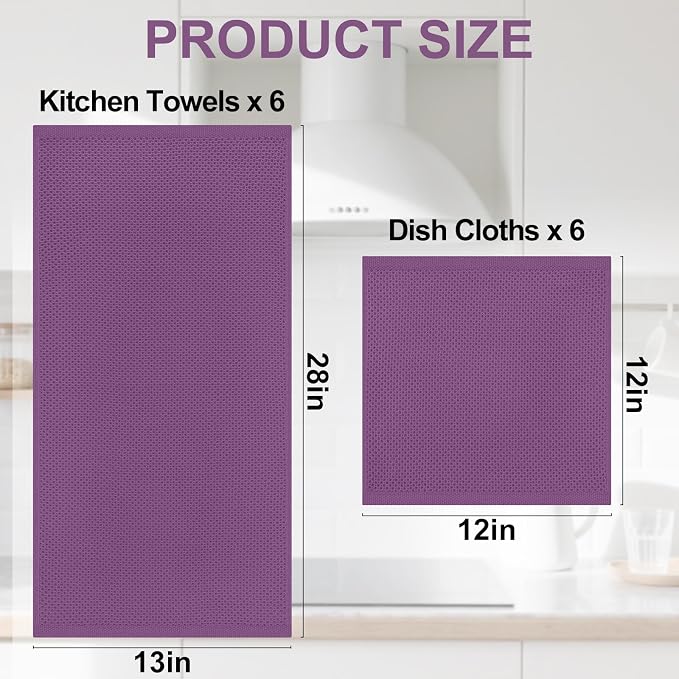 Homaxy 100% Cotton Kitchen Towels and Dishcloths Set, 12 x 12 Inches and 13 x - Image 4