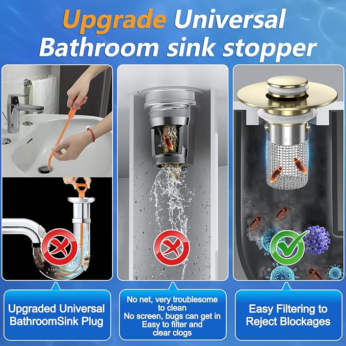 Sink Stopper Hair Catcher, Pop-up Sink Drain Strainer - Image 4