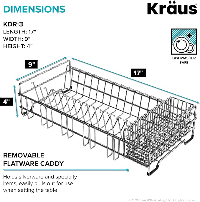 Kraus Workstation Kitchen Sink Dish Drying Rack Drainer and Utensil Holder - Image 3