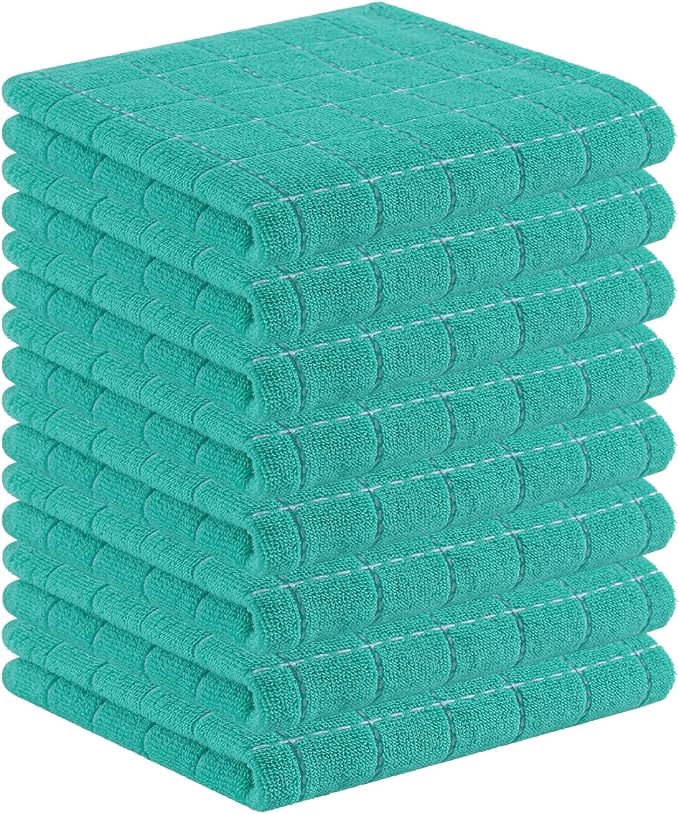 Homaxy 100% Cotton Terry Kitchen Towels, Checkered Designed, Soft and Super by Homaxy