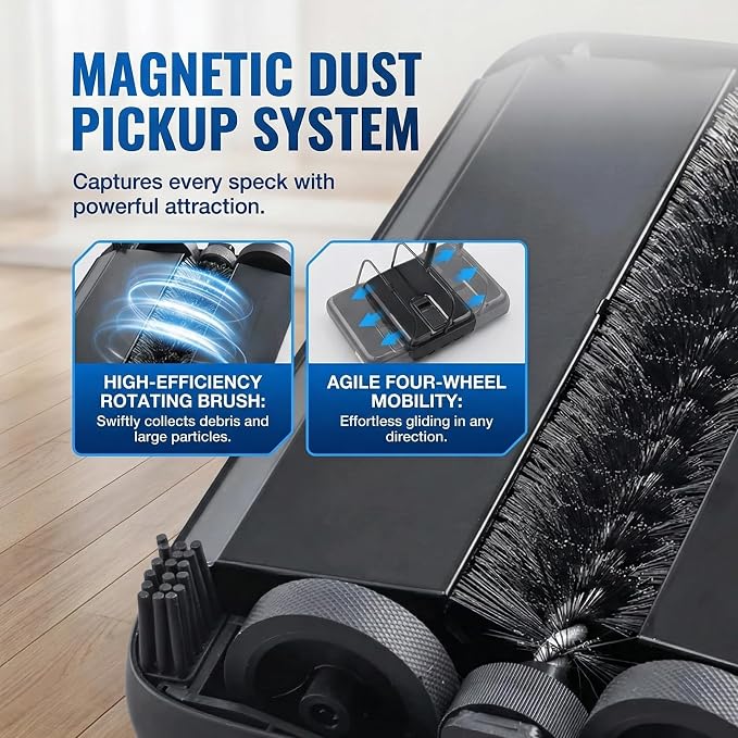 Manual Carpet Sweeper, Electric-Free Quiet Floor Sweeper - Image 4