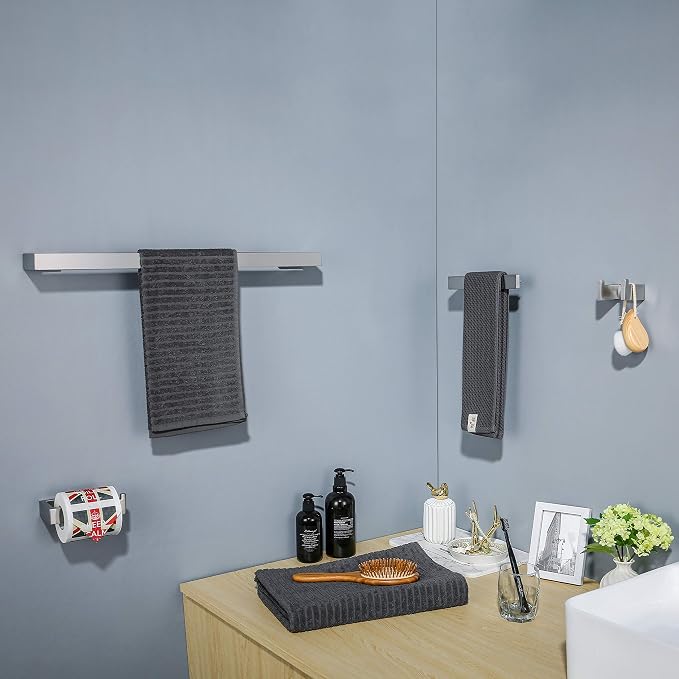 TNOMS 4 Pieces Bathroom Hardware Accessories Set Towel Bar Towel Holder Robe - Image 6