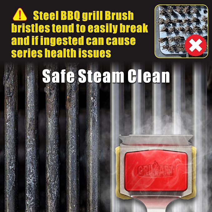GRILLART Grill Brush Bristle Free. SteamWizards BBQ Replaceable Cleaning Head - Image 7