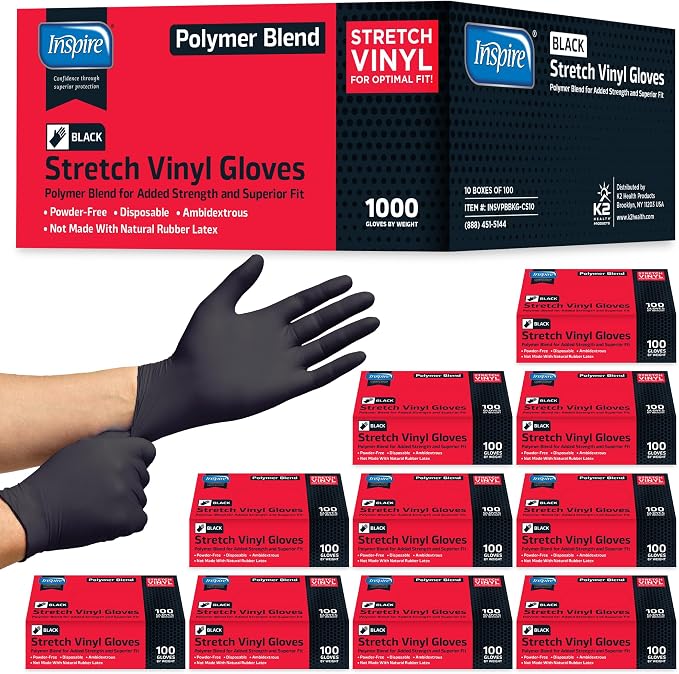 Inspire Black Nitrile Gloves | THE ORIGINAL Quality Black Gloves Disposable by Inspire