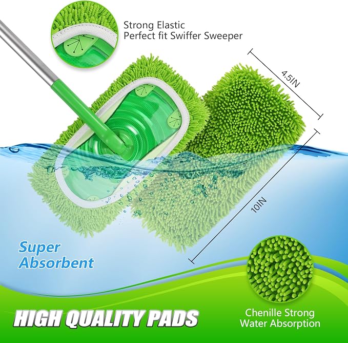 Set of 4 Reusable Microfiber Mop Pads Compatible - Image 3