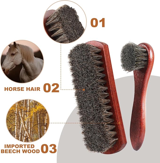 4-Piece Horsehair Shoe Brush Shine Kit - Image 4