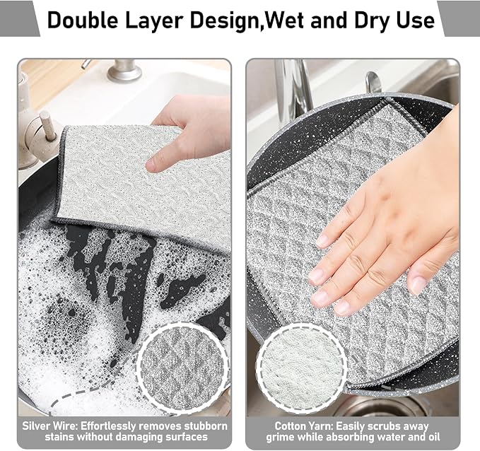 XANGNIER 10 PCS Multipurpose Wire Dishwashing Rags, 2025 New Upgrade Non - Image 4