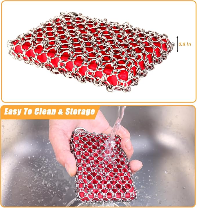 TEZZ Cast Iron Scrubber, Skillet Chainmail Scrubber - Image 7