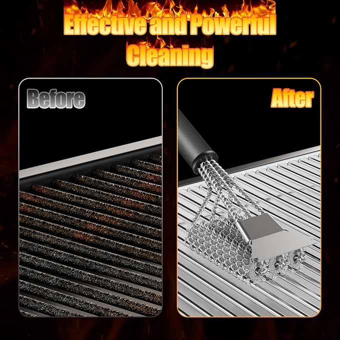 HOUSE AGAIN Grill Brush and Scraper Bristle Free, 304 Stainless Steel Brush - Image 7