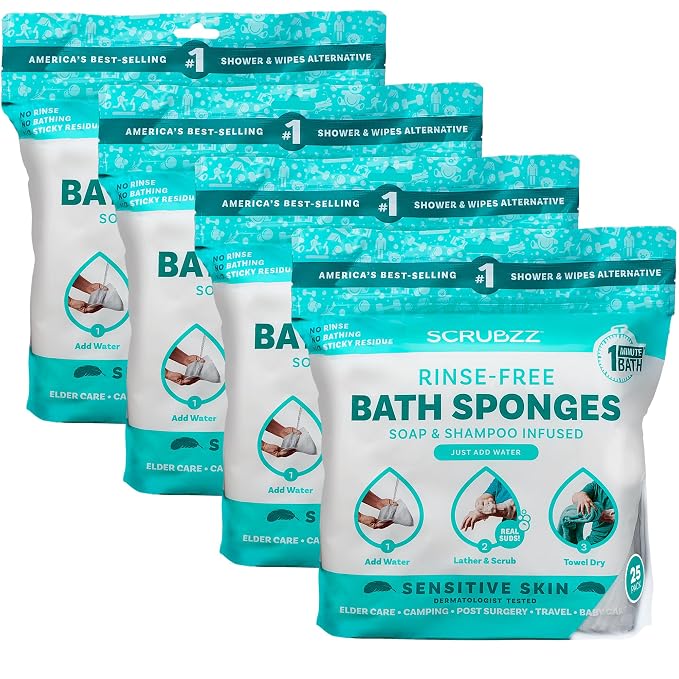 Scrubzz Disposable No Rinse Bathing Wipes by Scrubzz