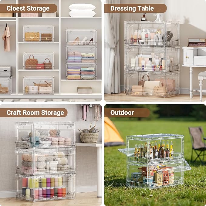 BROVIEW Clear Stackable Storage Drawers, Open Front Large Plastic Storage Bins - Image 8