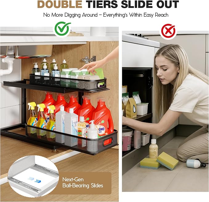 2-Pack 18.5 IN Depth Under Sink Organizer - Image 4