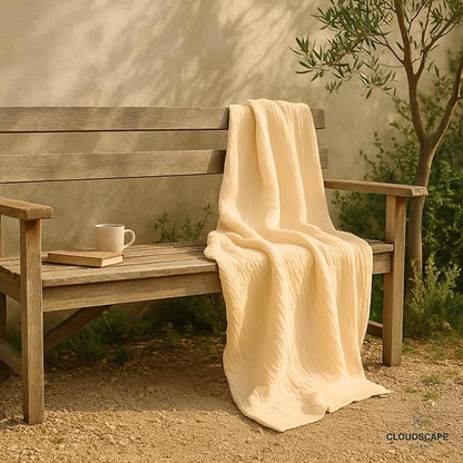 Cloud Scape Linen Extra Large 4 Layer Muslin Throw Blanket - 100% Cotton Gauze, Lightweight & Breathable All Season, Pre-Washed, for Couch & Bed, 50x70, Ivory