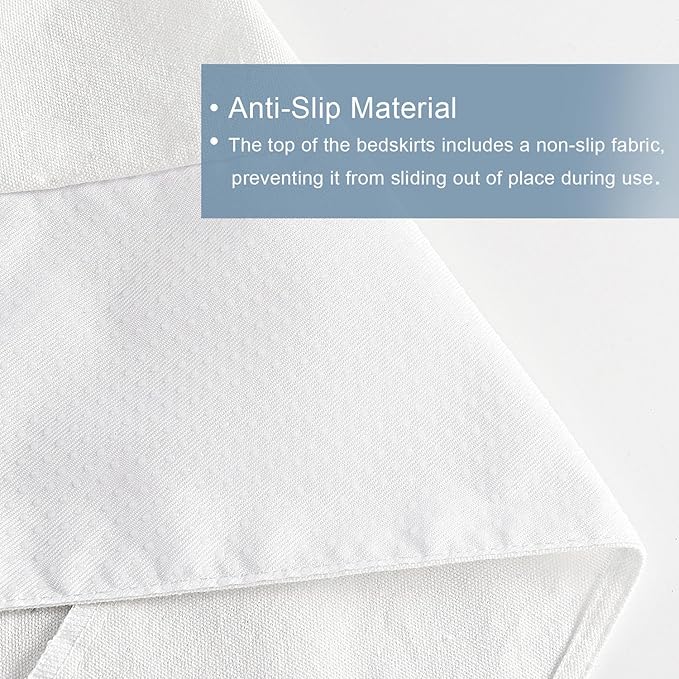 HIG Off-White Chic Full Bed Skirt - Easy Fit Scallop Edge Pleated Bedskirts, 14 Inch Drop Anti-Slip Dust Ruffle, Thick Fabric for Enhanced Privacy, Pre-Washed for Long-Lasting Use(N60022)