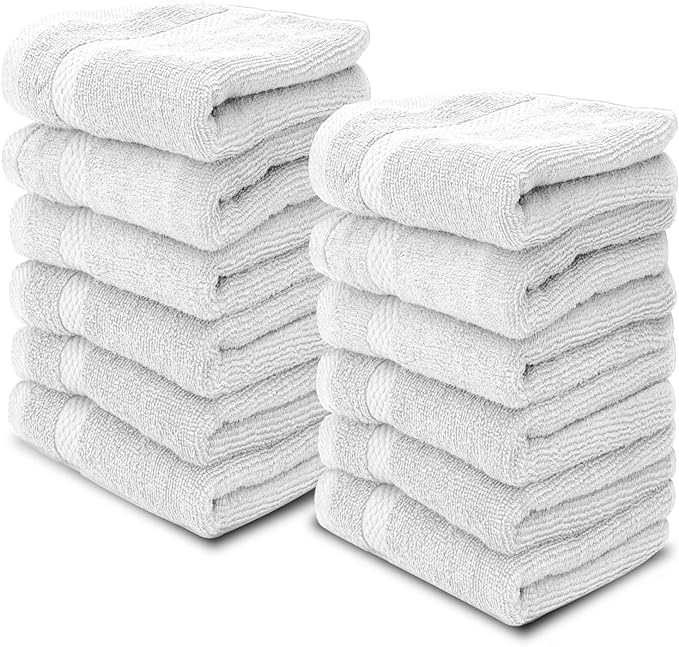 White Classic Luxury Cotton Washcloths 13x13 Inch by WhiteClassic