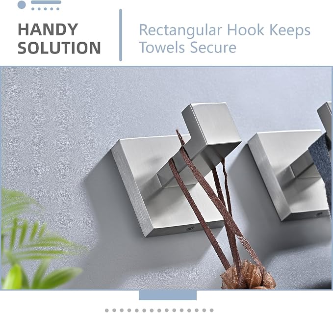 3PCS Bathroom Hardware Set, Brushed Nickel Toilet Paper Holder, 2 Square Towel - Image 9