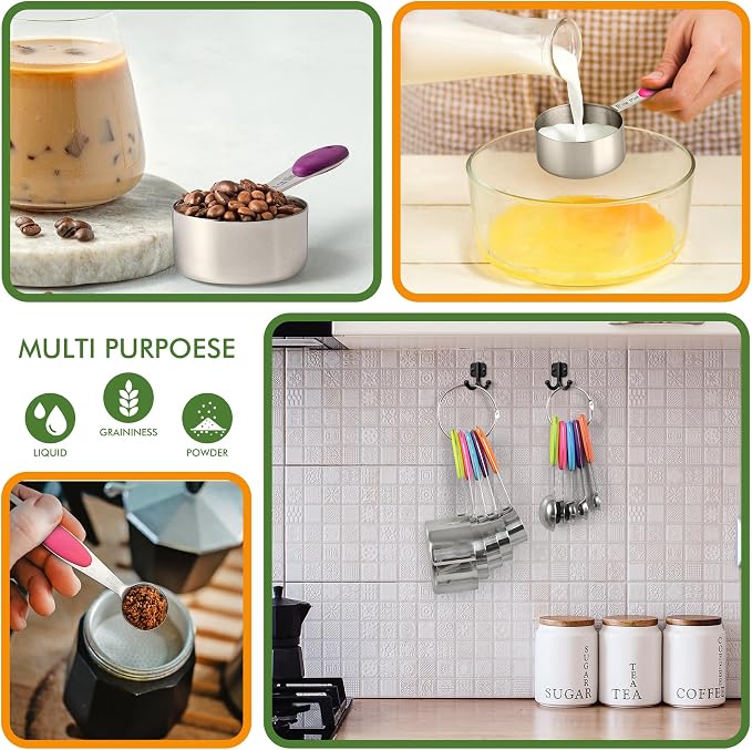 HOTEC 10-Pack Measuring Cups &Spoons Set, Kitchen Gadagets Cooking Baking - Image 5