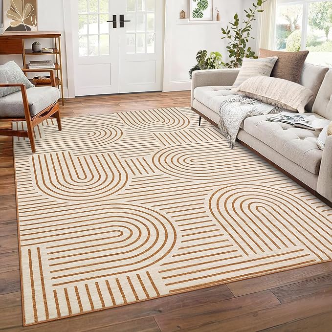 Washable Rug 6x9 Area Rugs for Living Room, Abstract Rug for Bedroom, Soft by ROYHOME