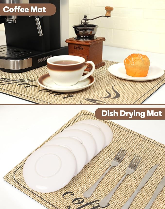 SUEH DESIGN Coffee Mat, Absorbent Dish Drying Mat 23.6 x 15.7 in Quick Dry - Image 6