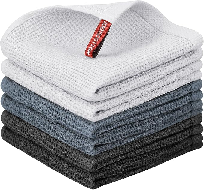 Nialnant 6 Pack Kitchen Towels, 100% Cotton Dish Cloth by Nialnant