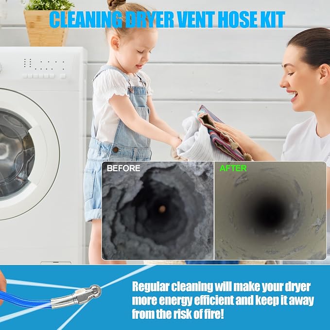 Dryer Vent Cleaner Kit - 32ft Pressure Hose + 1/4 Air Quick Connect + 2 Jetter - Image 6