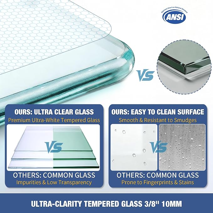 Shower Glass Panel 36" x 79" Easy-to-Clean Treated, 3/8" Tempered Glass Shower - Image 4
