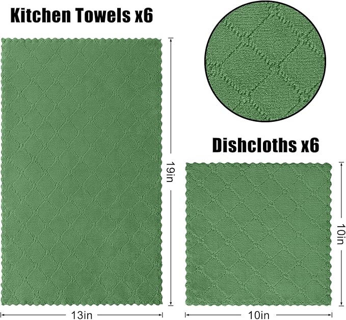 Homaxy Kitchen Towels and Dishcloths Set, 10 x 10 and 13 x 19 Inches, No Lint - Image 6