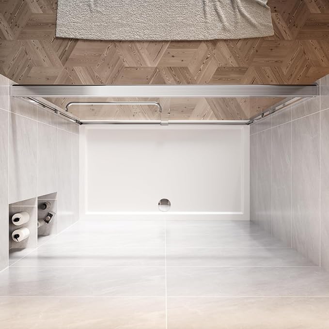 SUNNY SHOWER 60 in.W x 72 in.H Glass Shower Door, Semi Frameless Double Sliding - Image 8