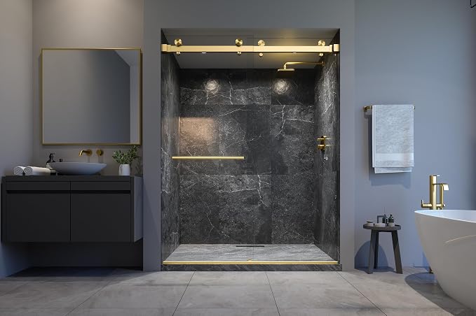 VITRA-200X 56.5-60" W x 78" High 3/8" Twinglide Frameless Shower Door - Image 8