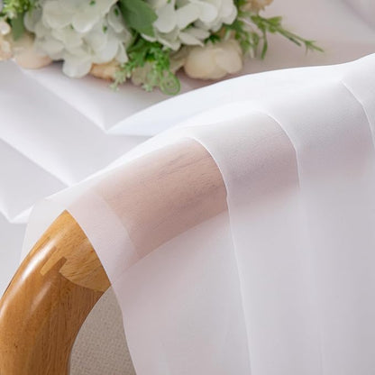 OVZME 2 Panels White Sheer Curtains 96" Length for Bedroom, Elegant Light Filtering Sheer White Curtains Window Treatment for Living Room & Sliding Glass Door, Each 42Wx96L