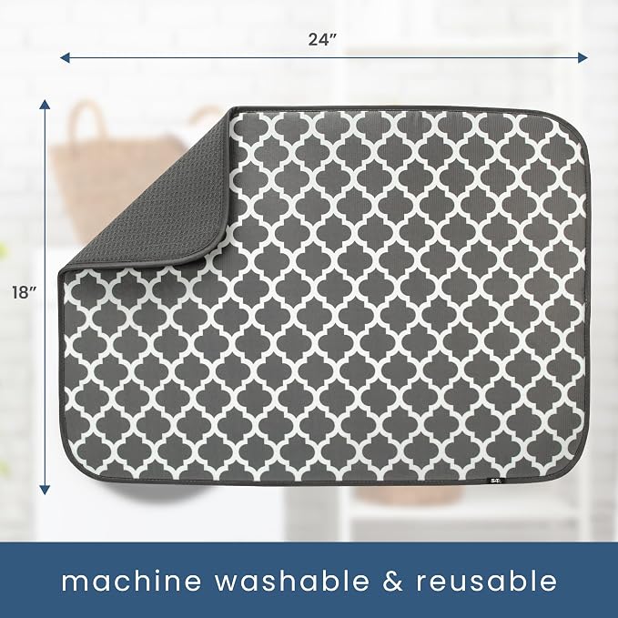 S&T INC. Dish Drying Mat XL, 18” x 24”, Absorbent Microfiber Kitchen Counter Mat - Image 6