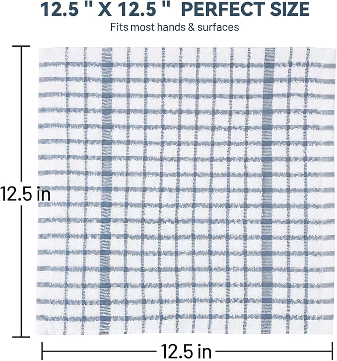 Egles 16 Packs Kitchen Dishcloths, 100% Cotton Grid Terry Dish Cloths 12" x 12" - Image 2