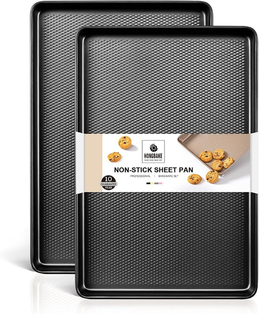 HONGBAKE 2 Pack Half Sheet Pan Set, 1/2 Cookie Sheets by HONGBAKE