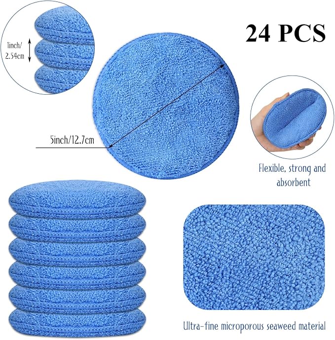 Tanlade 24 Pcs Car Detailing Microfiber Applicator Pad Wax Applicator Wash - Image 2
