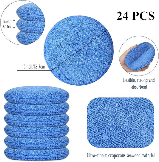 Tanlade 24 Pcs Car Detailing Microfiber Applicator Pad Wax Applicator Wash - Image 2
