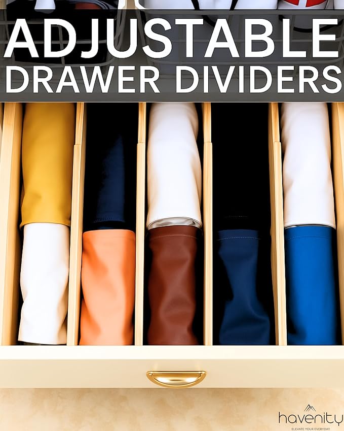 4 Pcs Bamboo Kitchen Drawer Dividers Large 17"-22", Spring Loaded, Works in - Image 6