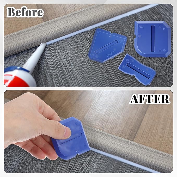 4 PCS Effective Caulking Tools Set, Sealant Finishing Grout Scraper, TPR Rubber - Image 4