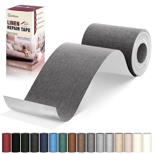 Linen Repair Tape 4x79 inch, Self Adhesive Fabric Patches, Linen Patch Tape Kit by Cahomo